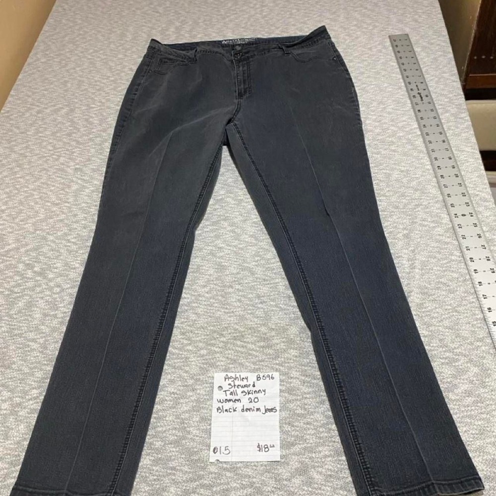 Ashley Stewart tall skinny black denim jeans women 20. SKU-B596